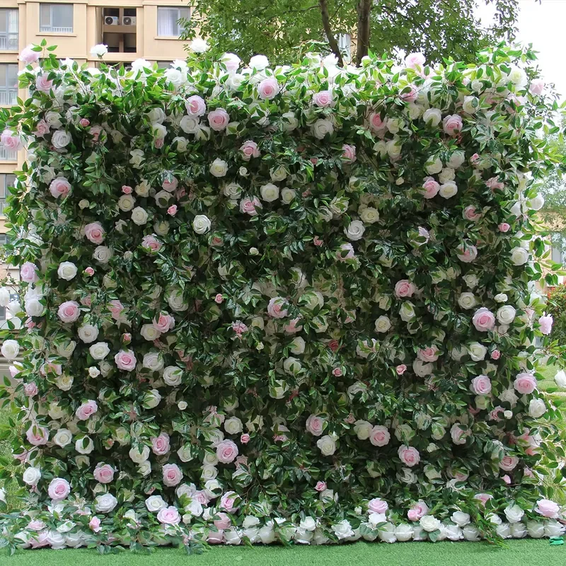 White Artificial Flower Wall Panel Wedding Backdrop Decoration Fake Floral Background for Party Event Stage Design Home Decor