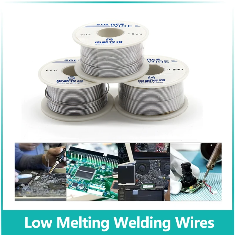 

1/2/5pcs 50g/100g Solder Wire 0.8mm 1.0mm 63/37 Welding Wire 2% Flux Low Melting Point For Electronic Welding Iron Solder Tool