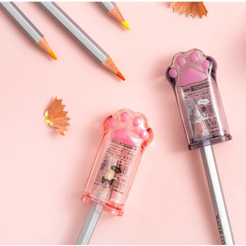 Kawaii القط باو على شكل مبراة أقلام القرطاسية الاطفال هدية لطيف اللوازم المدرسية القرطاسية الكورية