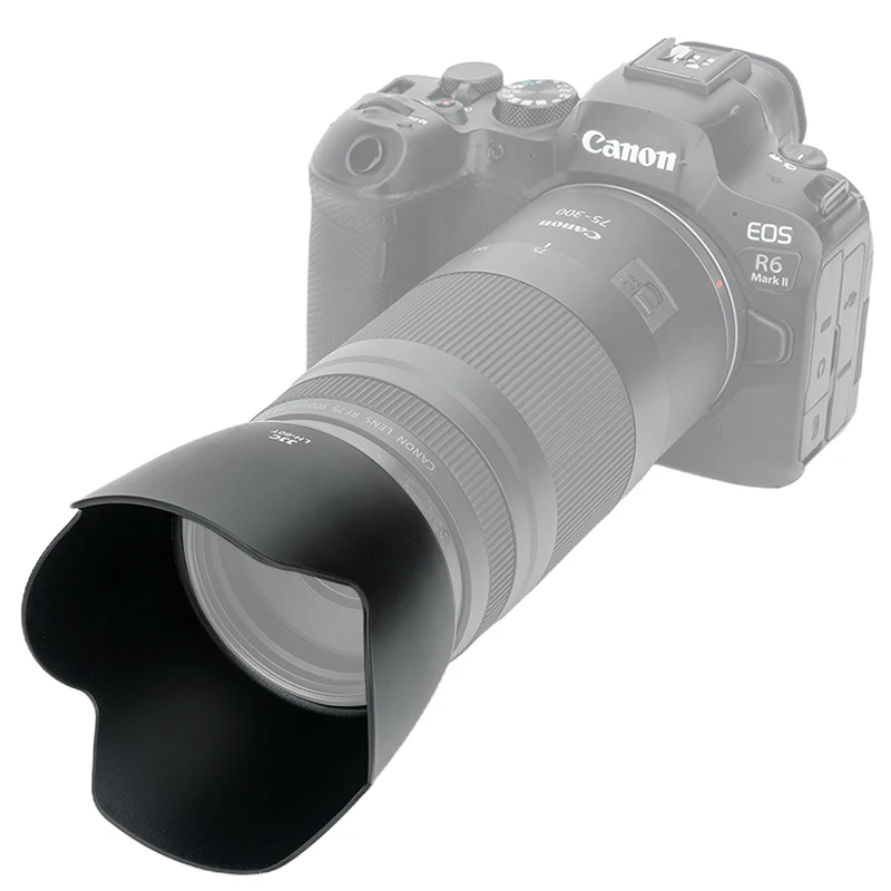 ET-60 عدسة هود الظل لكانون RF 75-300 مللي متر F4-5.6 EF 75-300 مللي متر F4-5.6 III USM EF-S 55-250 مللي متر F4.5-5.6 IS II EF 90-300 مللي متر F4.5-5.6