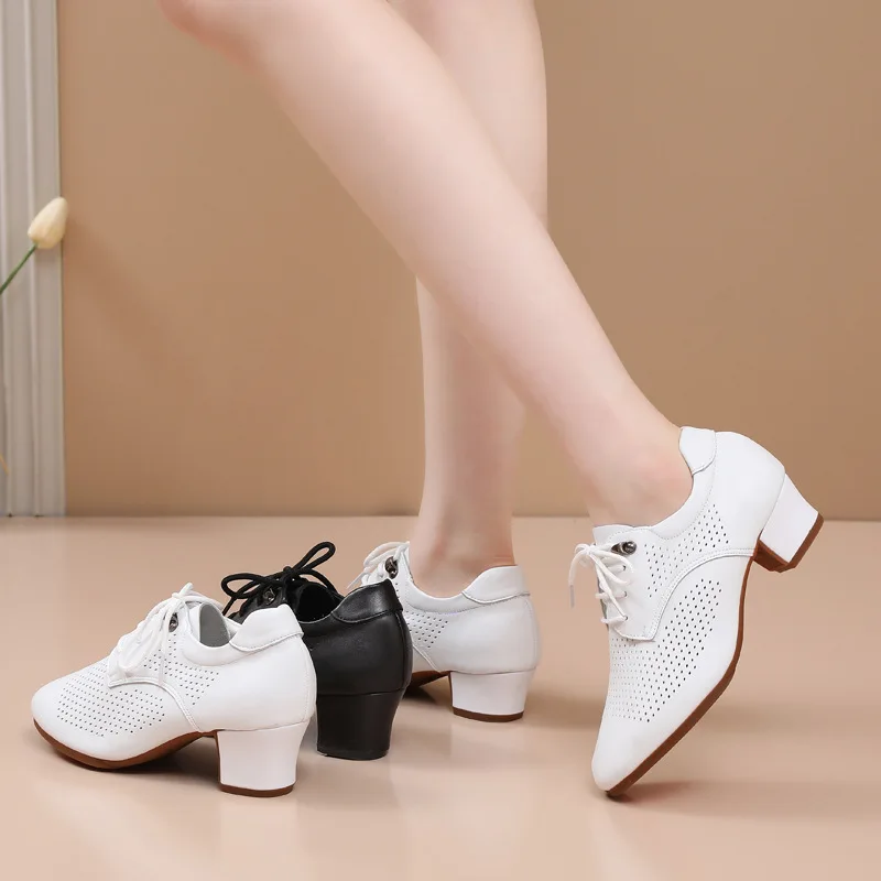 Leather Women Ballroom Shoes Standard Modern Teaching Dance Sneakers Professional Performance Latin Salsa Dance Shoes Women