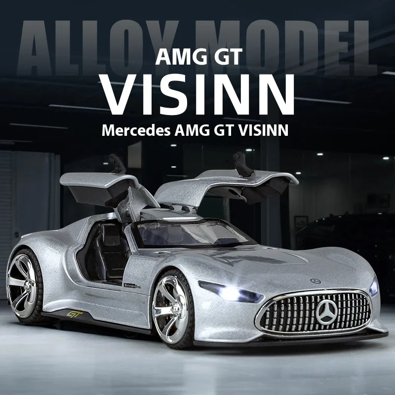 1:32 Mercedes Benz AMG Vision GT суперкар из сплава металла, литая под давлением модель автомобиля, звуковая и световая имитация, коллекционные предметы, подарок для парня