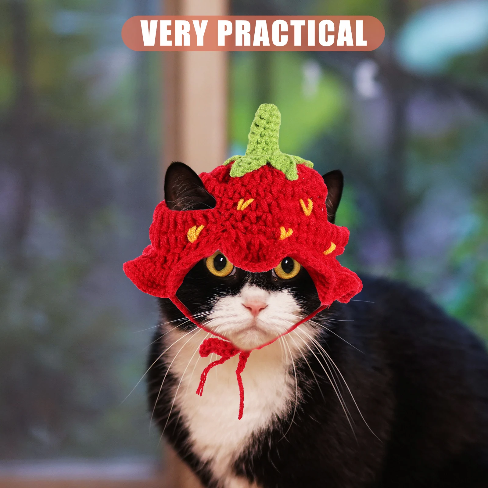

Strawberry Hat Costume Cat Strawberry Hat Cap S Size Adjustable Elastic Band Birthday Party Carnival Cat Dog Headwear