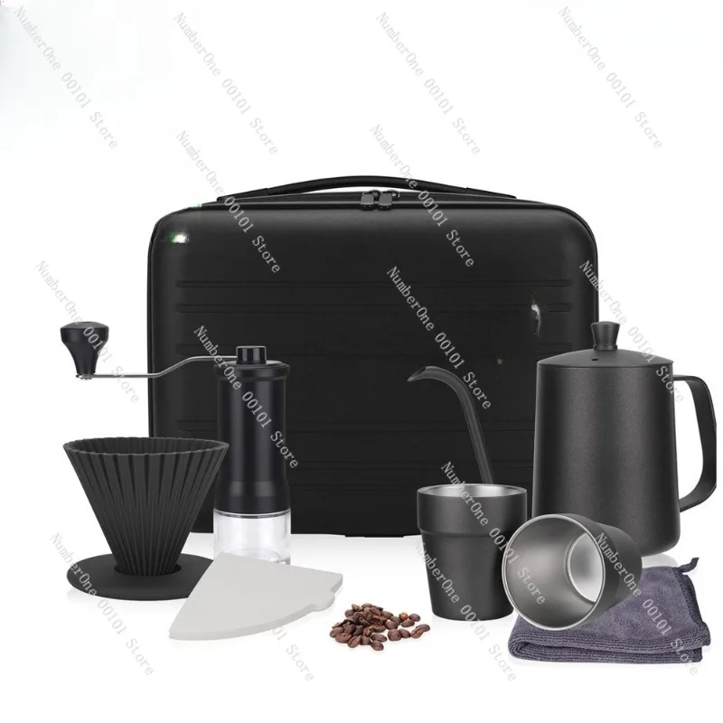9 Piece Pour Over Coffee Set Cross Border Outdoor Camping Stainless Steel Hand Brew Coffee Maker Kit Minimalist Portable Dripper