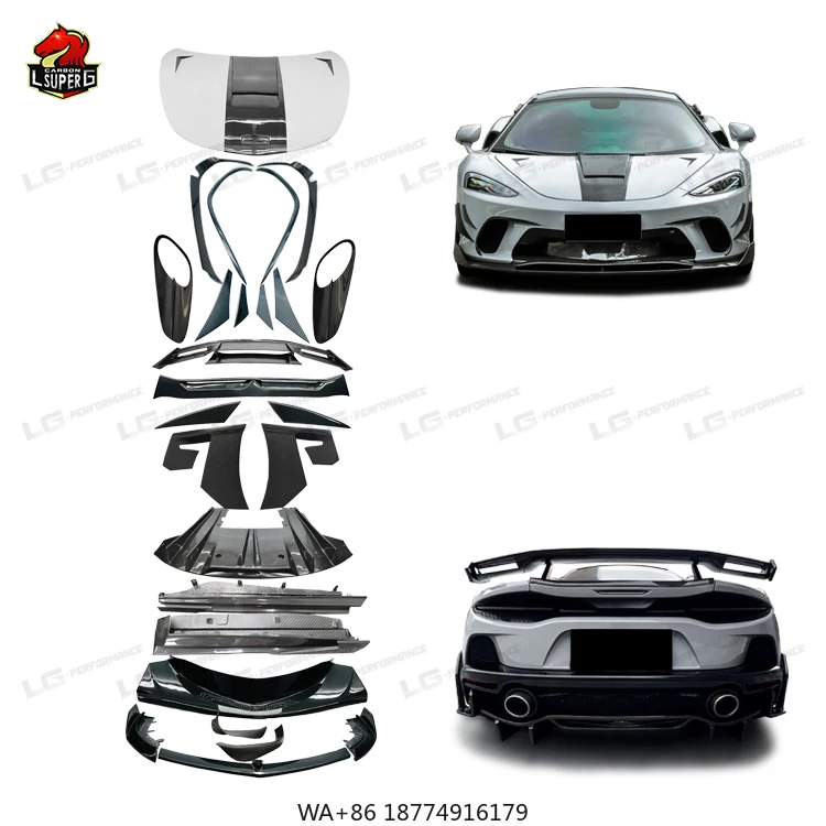 

LEGAI GT PRO Стиль Углеродное волокно Полированный комплект кузова для GT Передняя губа Задний диффузор Капот Спойлер Автозапчасти