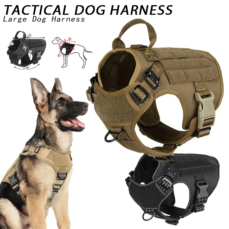 

Tactical Dog Harness Large Dogs Heavy Duty Dog Harness with Handle No-Pull Service Vest Large Breed for Training Hunting Walk