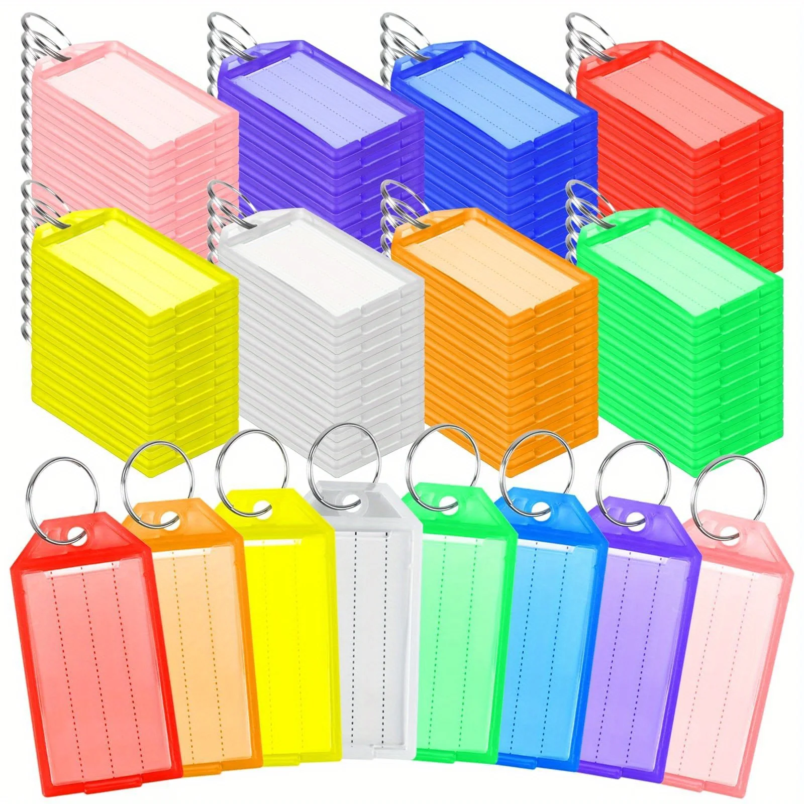 20/50pcs Flap Transparent Key Label Colorful Plastic Keychain Label plate DIY Double Sided Marking ZSY