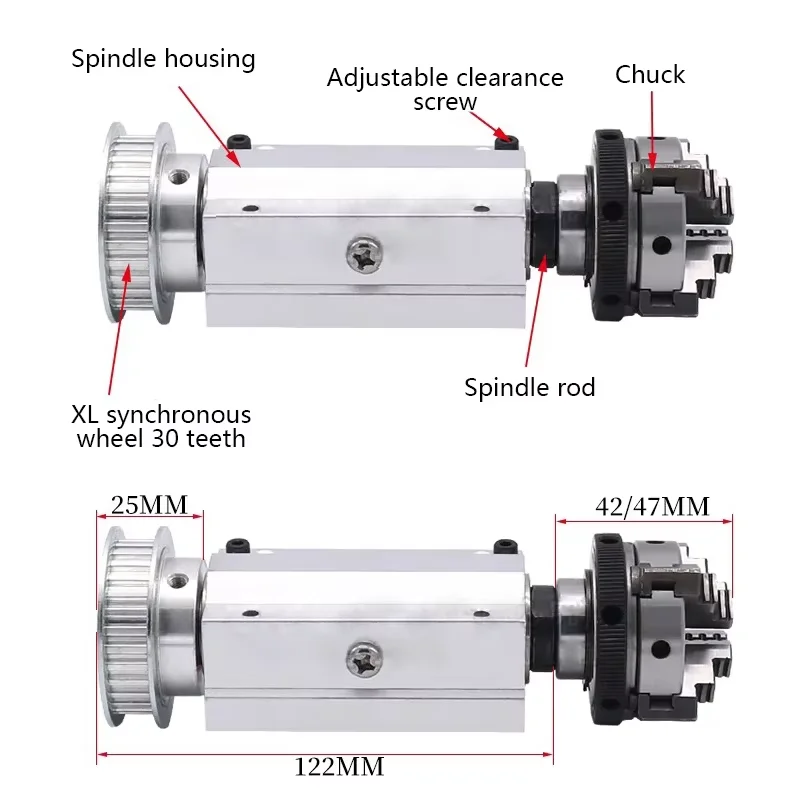 DIY Mini Lathe Woodworking Beads Machine Spindle Assembly Four-jaw Three-jaw Chuck 50/63 for Precision Crafting And Tooling