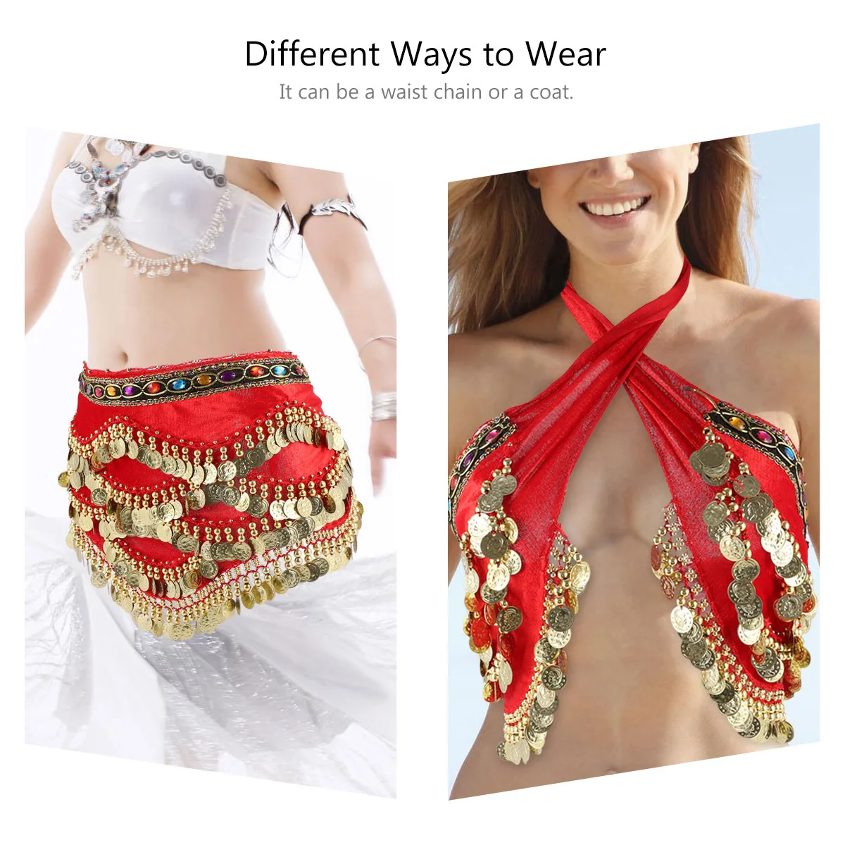 Sciarpa per fianchi con cintura creativa per danza del ventre, gialla, durevole, confortevole, con monete, diamanti, regolabile per la pratica delle prestazioni delle donne