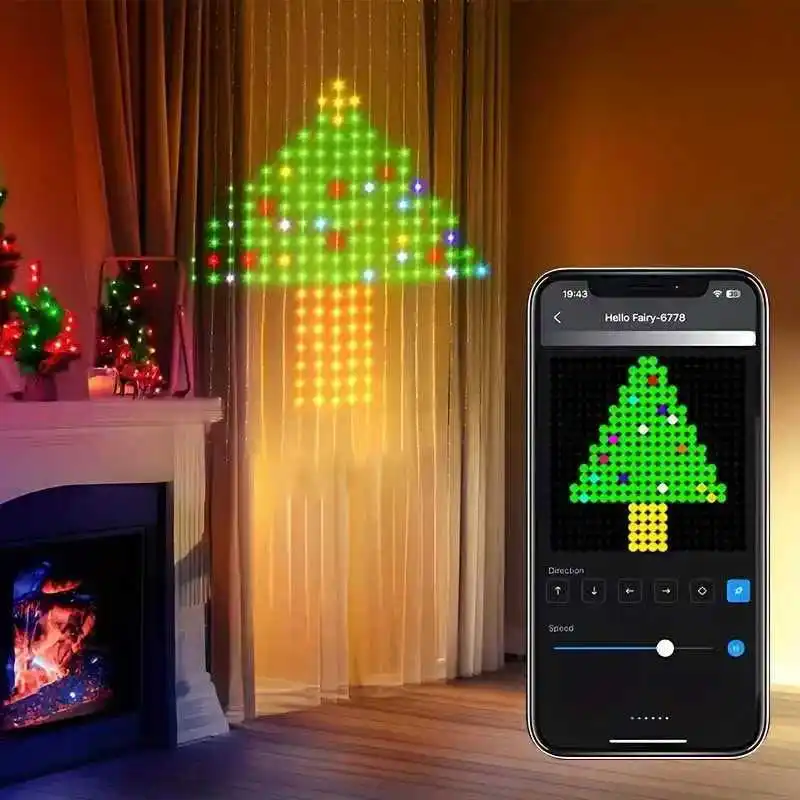 الذكية RGB LED الستار ضوء الموسيقى متزامن DIY النص الرسوم المتحركة يعرض عيد الميلاد حزب الديكور الديكور الداخلي APP التحكم