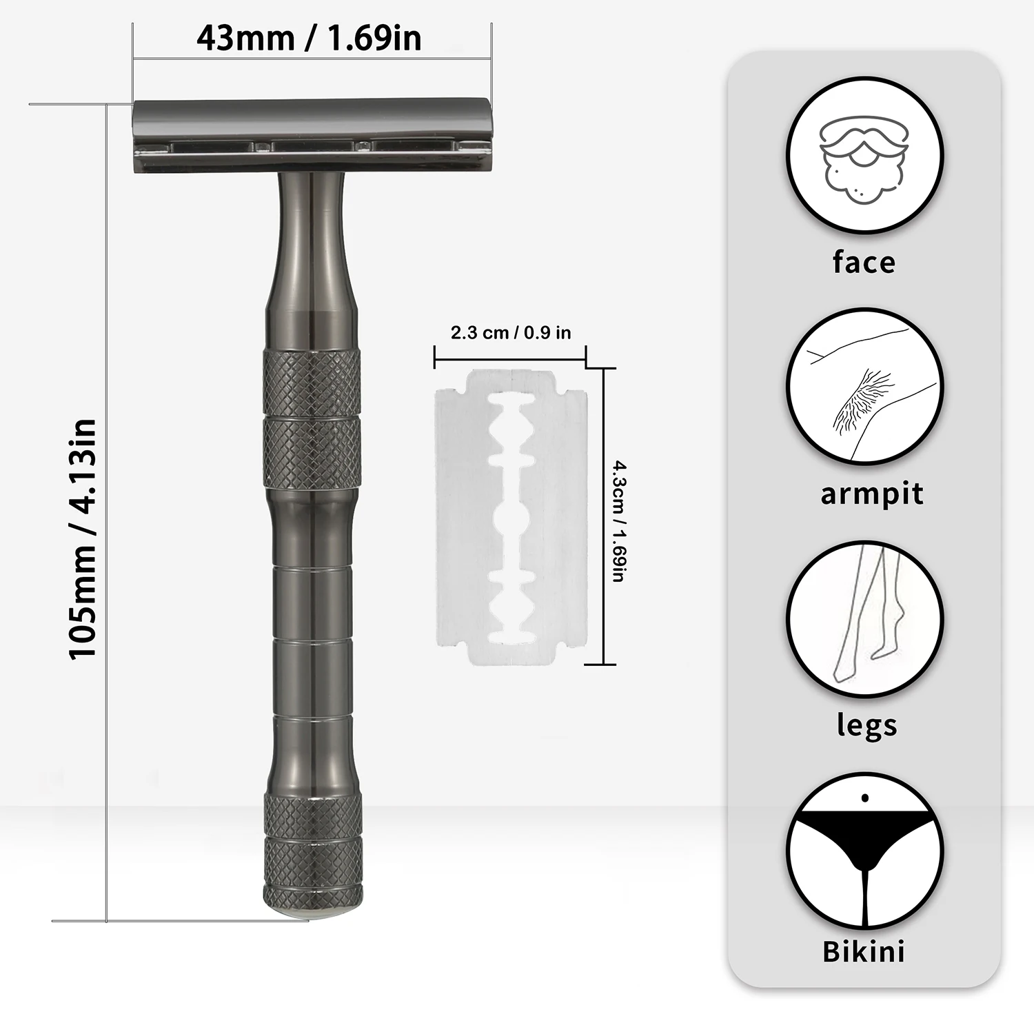 Reusable Safety Razor, Single Blade Razors for Men, with 10 Platinum Coated Double Edge Razor Blades, Beginner Friendly DE Razor