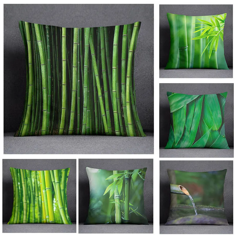 45x45cm Home Office Decoration Pillow Bedroom Sofa Car Cushion Cover case Bamboo Forest Pattern Series  Case