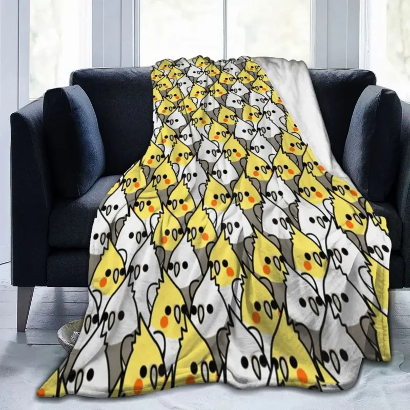 

Cockatiel Parrots Pattern Flannel Throw Blanket Animal Bird Blankets for Home Bedroom Lightweight Bed Rug