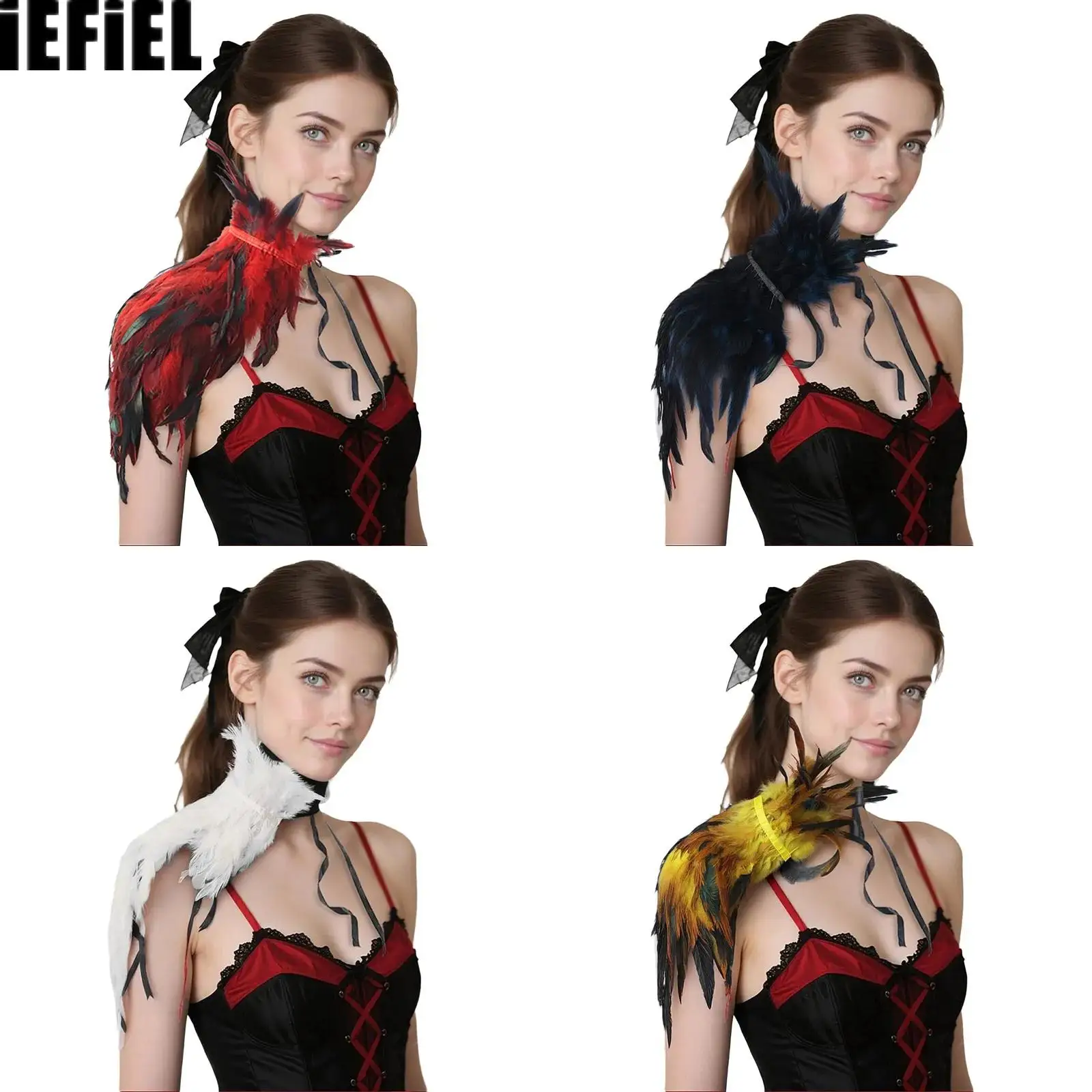 Adults Party Cape One-shoulder Lace-up Feather Cape Shawl Costume Accessory for Masquerade Ball for Halloween
