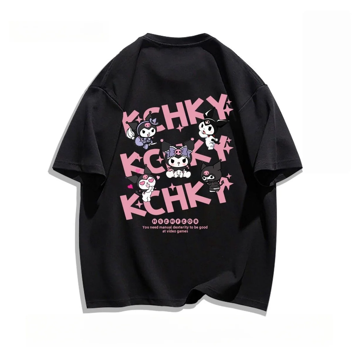 

Хлопковая футболка с короткими рукавами и принтом американского мультфильма Kuromi для женщин, модный студенческий летний свободный универсальный топ