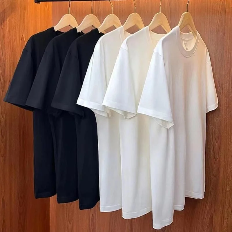 Summer Men T Shirt Cotton Tops Women Solid Color Blank Tshirts O-neck Round Collar Short-Sleeve Couple White Top Tees Clothing