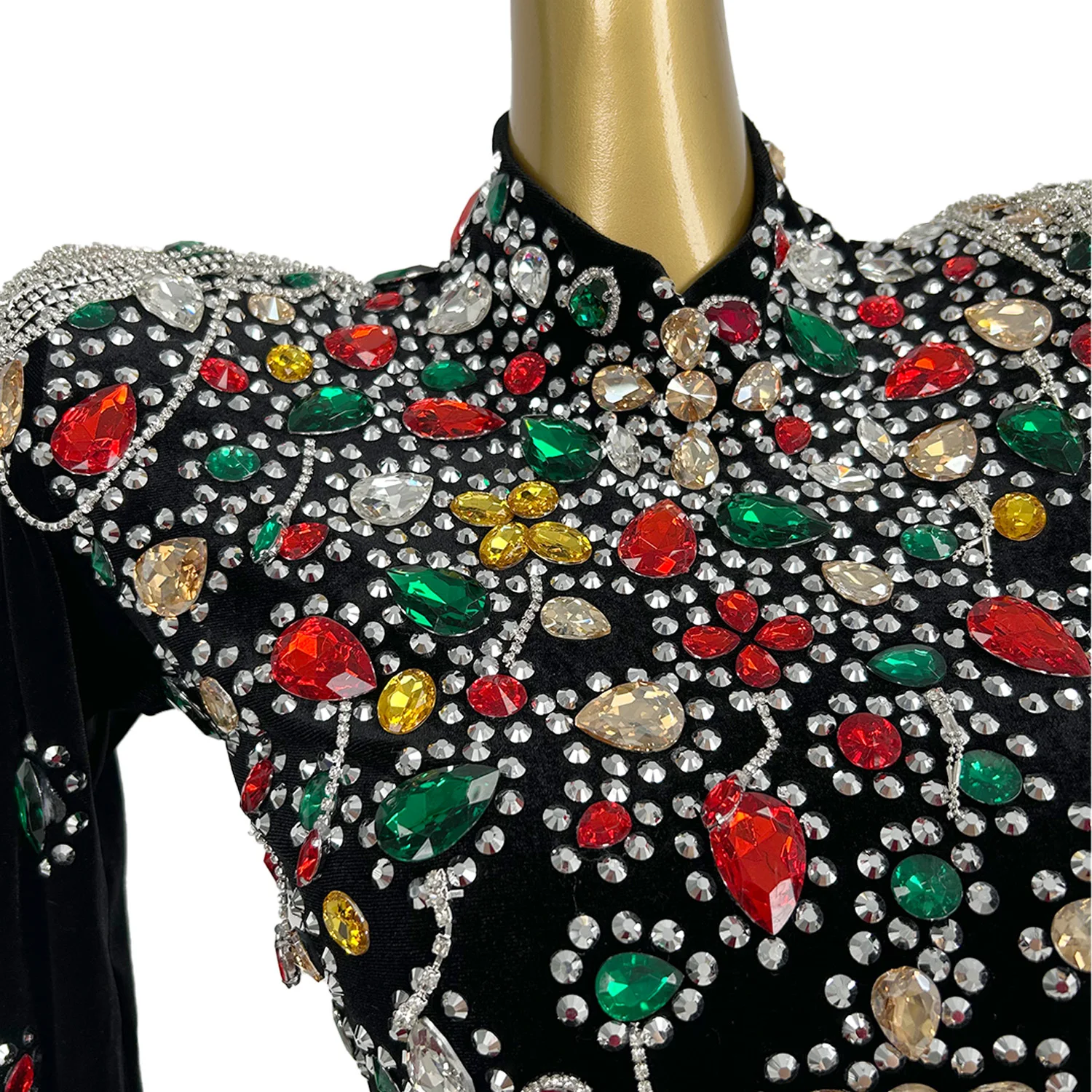 

High-end Rhinestone Evening Dress for Noble Women Black Velvet Dress Wedding Ball Dress Graduation Party Dress Club Sexy Dress