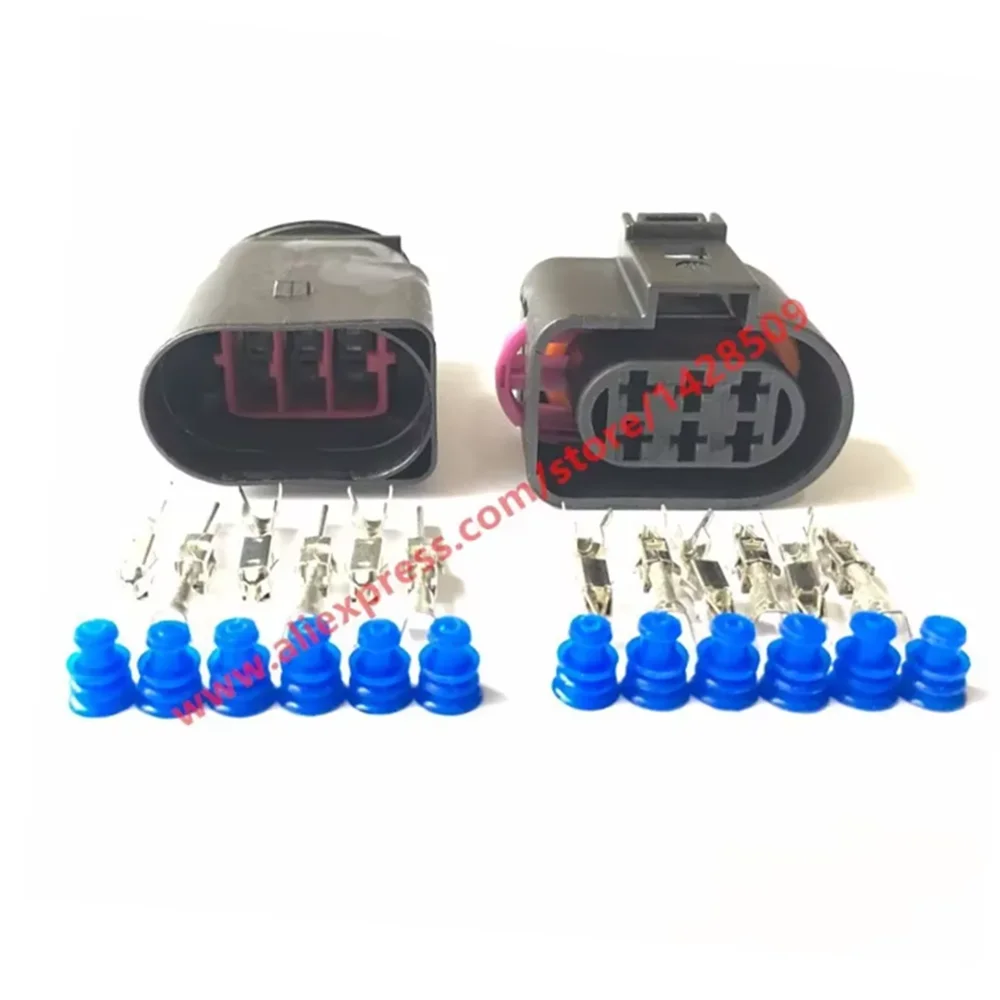 1 Set 6 Pin 3.5 Auto LSU 4.2 Oxygen Sensor Connector For VW AUDI PASSAT 1J0973733 1J0 973 733 Female Male