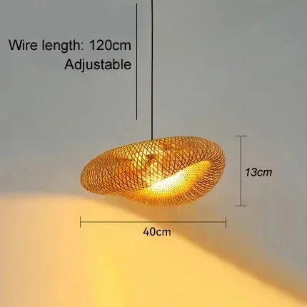 40/60/80cm Bamboe Weven Kroonluchter Unieke Home Decor LED Hanglamp Handgemaakte Vintage Plafondlamp voor Eetkamer Woonkamer