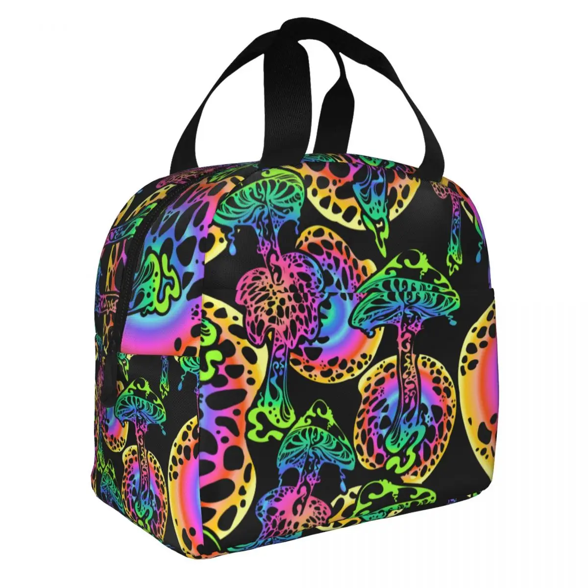 Thermal Insulated Bag Lunch Box Psychedelic Magic Glowing Mushrooms Lunch Bag Fridge Bag Cooler Handbag Food Bag for Work