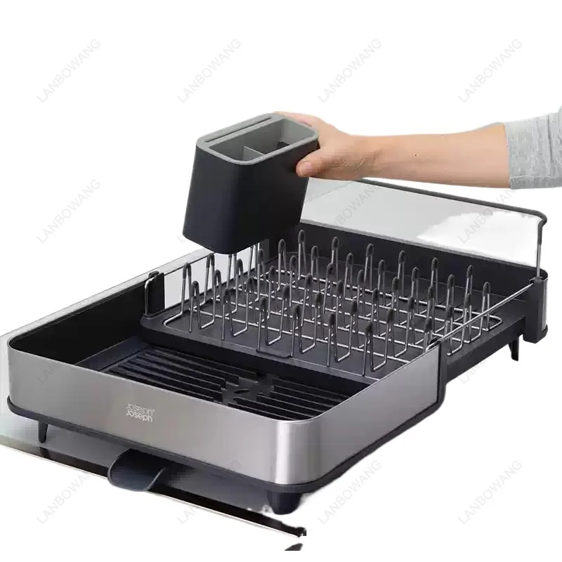 Kitchen Pull‑Out Drainage Drying Rack Adjustable Cupboard Storage Cutlery Organizer
