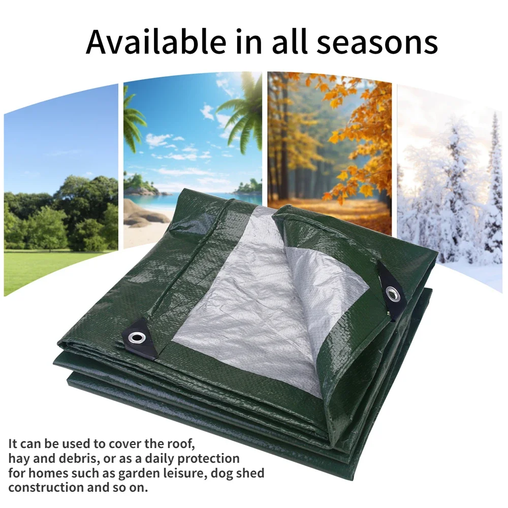 Wasserdichte große Planenabdeckung aus PE-Material, Regenschutz, Camping-Tarp, Überdachung mit Metallösen, Sonnenschutz, Sonnensegel – Detail 5