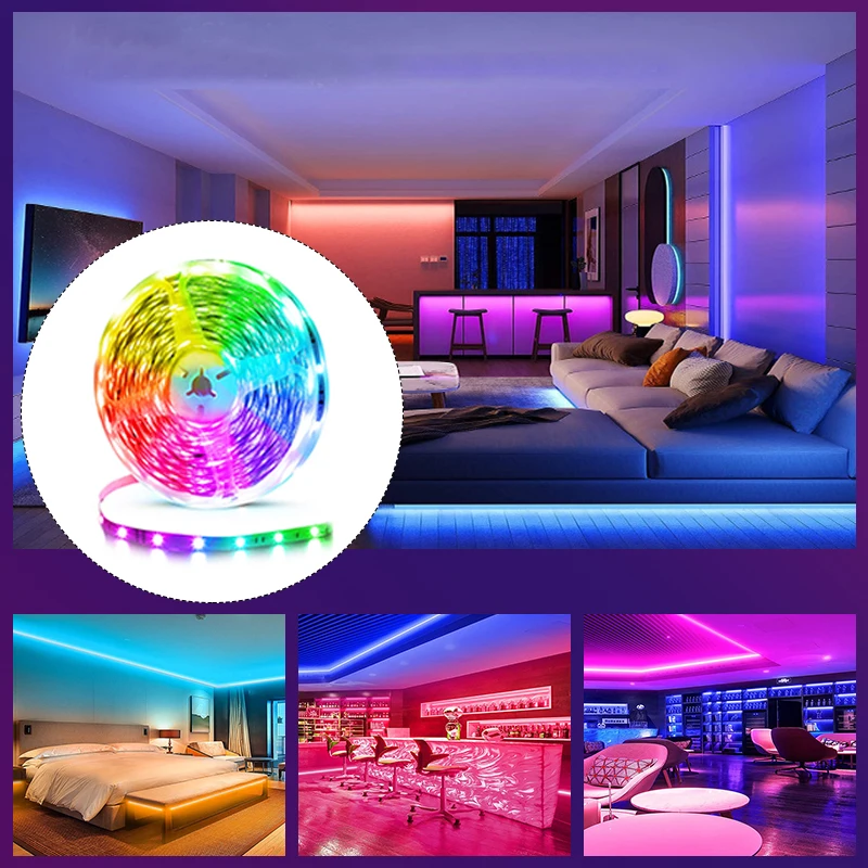 

1M-5M 5050 RGB LED Strip Lights - 5V USB Self-Adhesive Ambient Lighting for TV Backlight & Room Decor