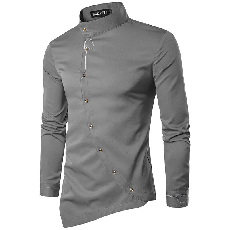 New Men\'s Brand Clothing Long Sleeve Shirt Personality Korean Street Fashion Top Designer Button Christmas Evening Dress