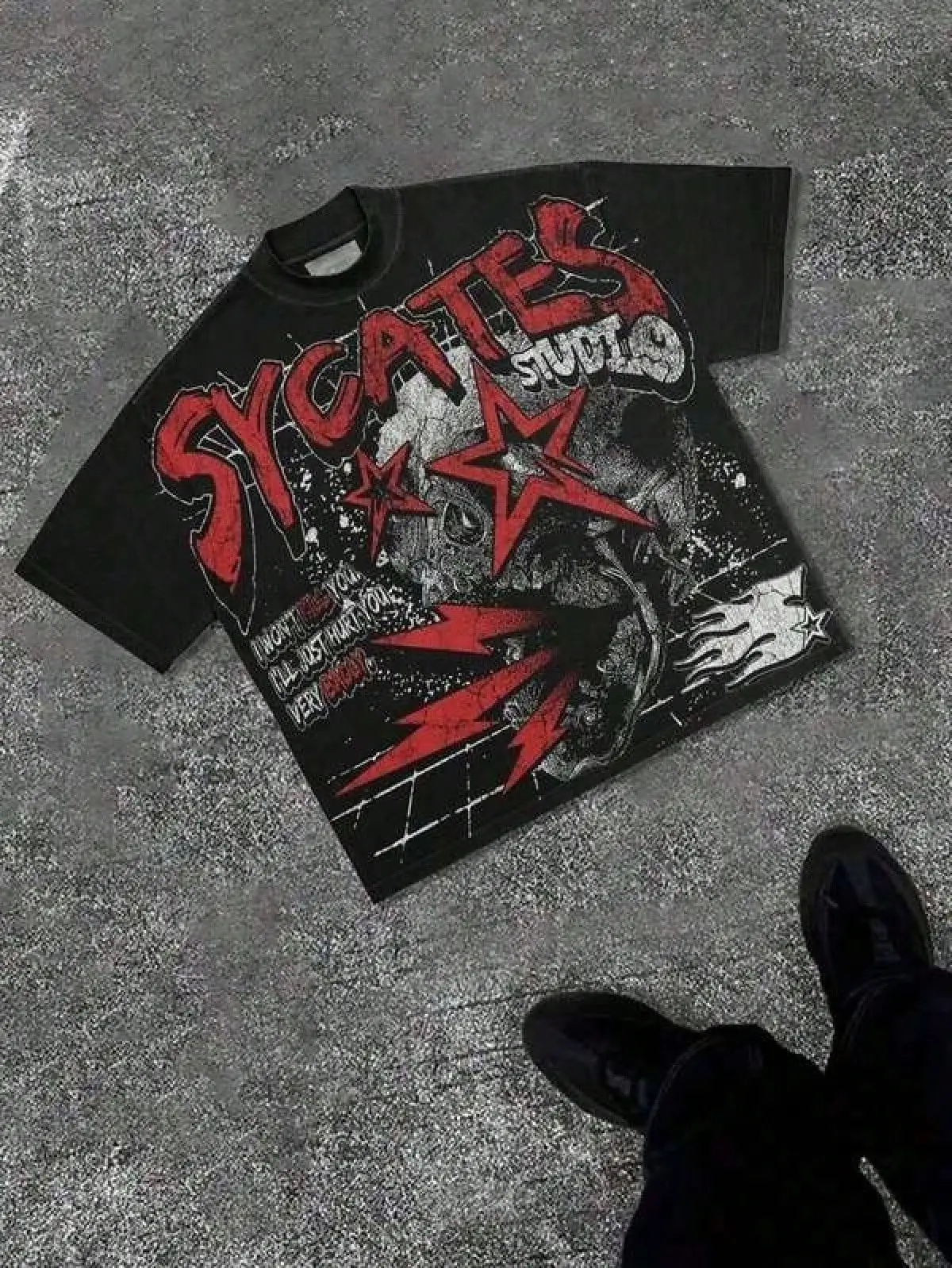 T Shirt Print ,Graphic-Cotton Tees Size Plus,Grunge Revival Essential - Contrast Red/White Graphics With Edgy GAGADO Detail |     100% Cotton2025,Y2K,Oversized Shirt