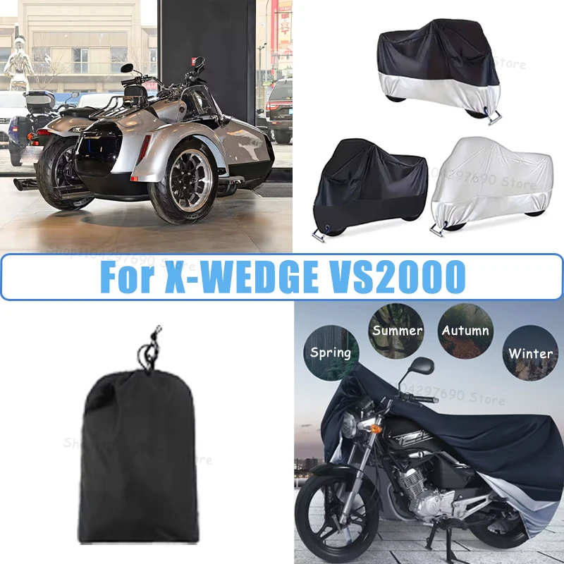 210D Oxford Motorcycle Cover Waterproof All Season UV Protection For X-WEDGE VS2000 Anti-Tear Windproof Motorbike Cover