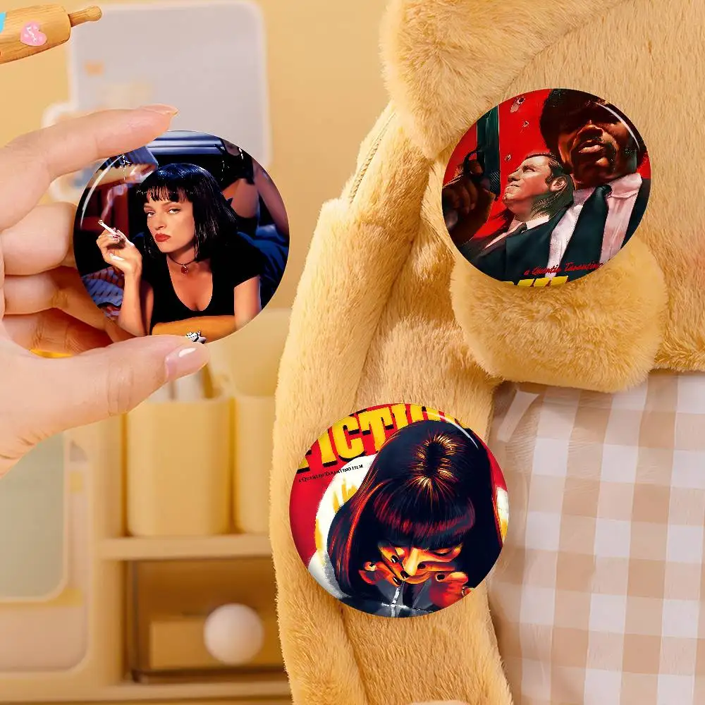 Movies P-Pulp F-Fiction 58mm Handmade Brooch Cartoon Cosplay Badge On Backpack Jewelry Accessories Gifts