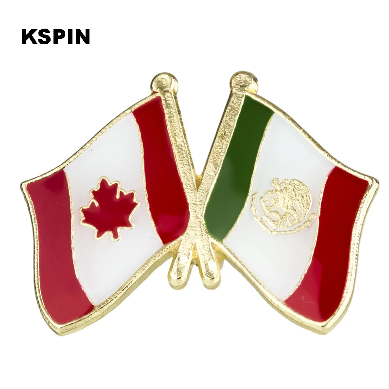 Broche de insignia con bandera de México y Rusia