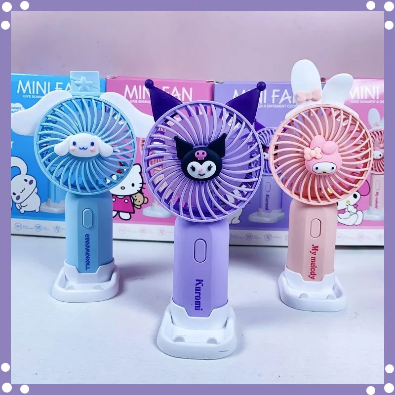 Sanrio Hello Kitty My Melody Cinnamoroll Cartoon Anime Kawaii Sweet Mini Fan Cute Usb Charging Portable Handheld Fan Gifts Toys