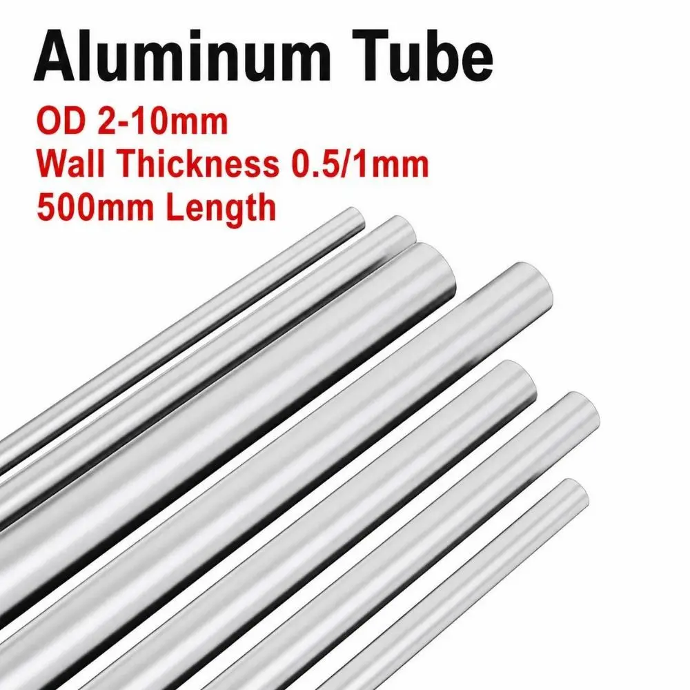 Smooth Surface OD 2-10mm Aluminum Tube 500mm Length Round Hollow Round Tube Wall Thickness 0.5/1mm Aluminum Round Tube