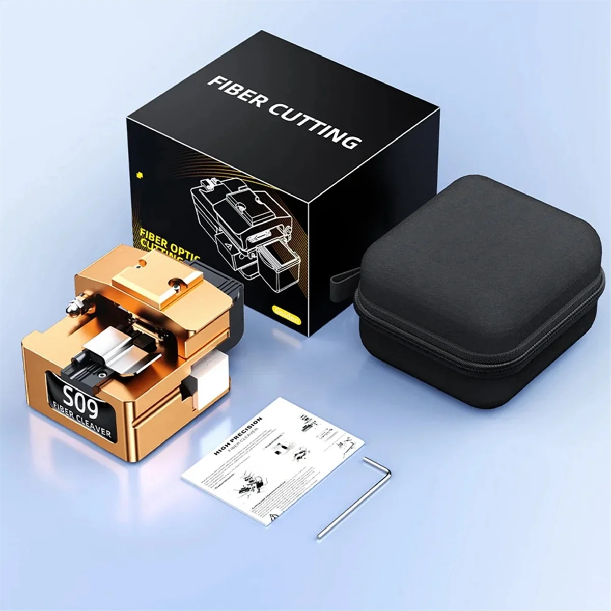 AT59 S09 Fiber Optic Cleaver Light Optical Fiber Fusion Splicer Cutter FTTH Fiber Cold Connection Cutter with Dust Bin