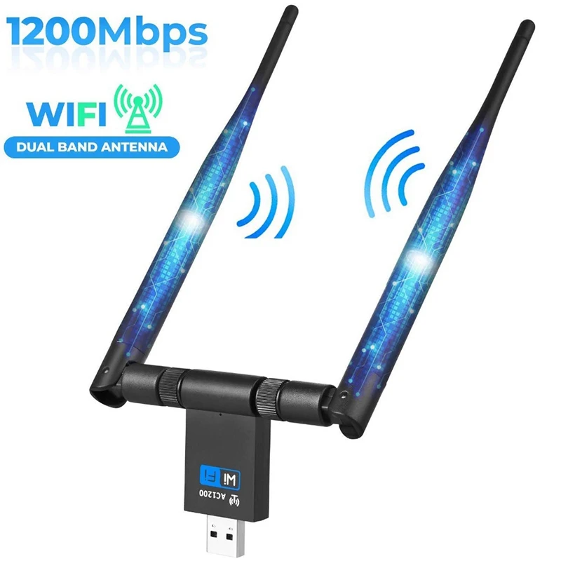 

USB-адаптер Wi-Fi двухдиапазонный, 2,4/5,8 ГГц, 1200 Мбит/с