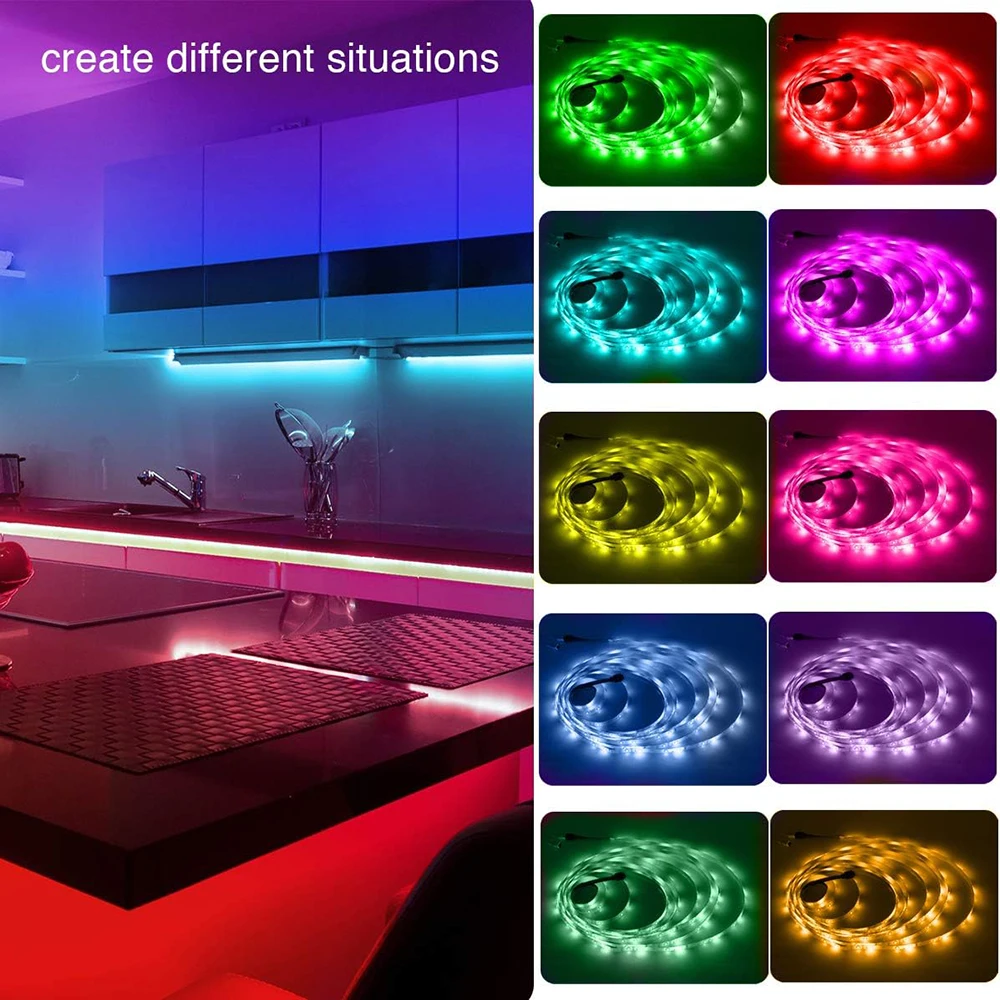 Imagem -05 - Wiscolor Fita Led Rgb 5050 de 510m Fita de Lâmpada Led de Controle de App de Sincronização de Música dc 12v Luz Ambiente de Diodo Flexível para Luz de Fundo de tv Decoração de Sala de Estar