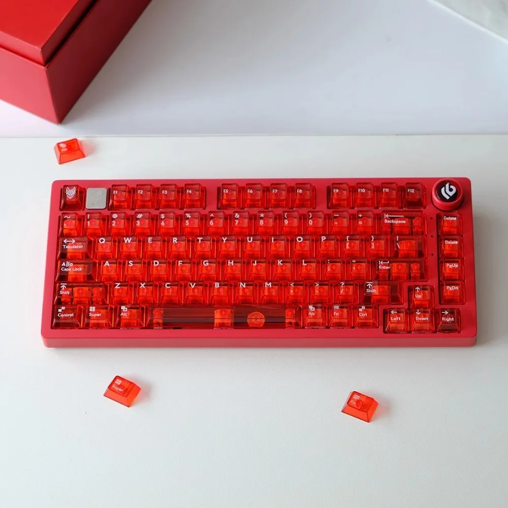 Imagem -05 - Tampa de Teclado Transparente para Jogos Mecânicos pc Keycap Perfil Cereja Vermelho Tema de Cristal pc Personalizado 61 75 87