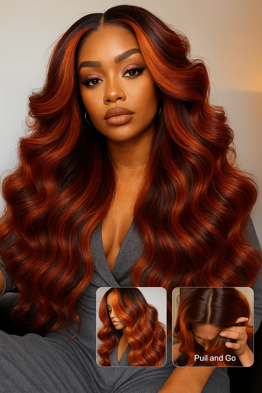 Wig Rambut Body Wave Transparan 5x5 dengan Lace Depan, Kepadatan 200, Warna Cokelat Jahe, Wig Rambut Brasil dengan Baby Hair untuk Wanita