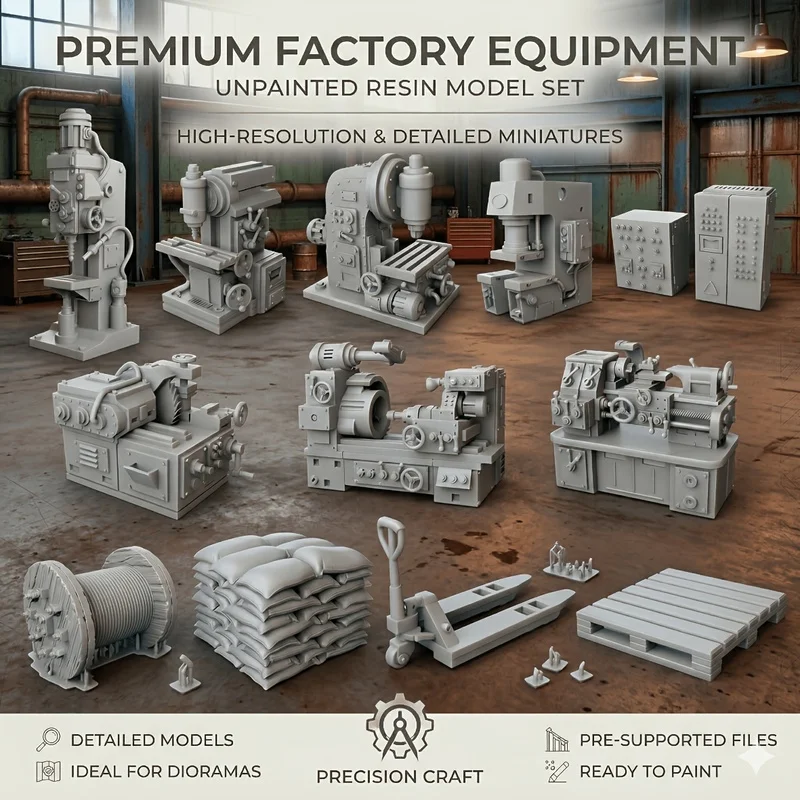 Unpainted Gray Resin Factory Equipment Miniatures Highly Detailed Fine Resin Model Toys Suitable For Tabletop Role Playing Games