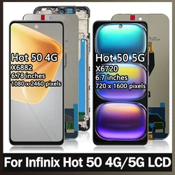 100% Tested Hot50 LCD For Infinix Hot 50 4G X6882 LCD Display Touch Panel Digitizer Hot 50 5G X6720 Display Repair Parts
