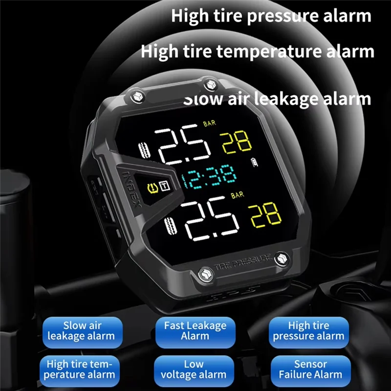 

Motorcycle Tire Pressure Monitoring System IP65 Waterproof Motorcycle Tire Pressure Monitoring System With 2 Sensors Internal