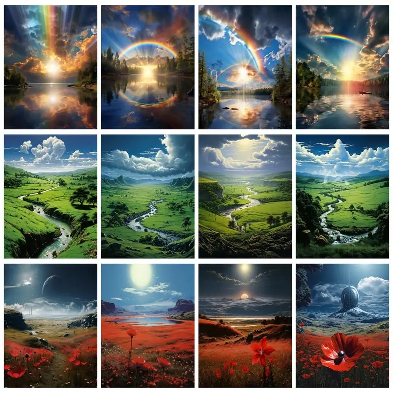 

RUOPOTY Landscape Diamond Painting Rhinestone Embroidery Diamond Mosaic Cross Stitch Home Decoration