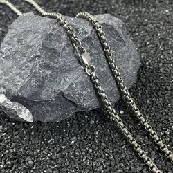 New Pure Titanium Square Box Style Necklace – Anti Allergy & Lightweight Accessories Match Fashionable Classic Style Unisex