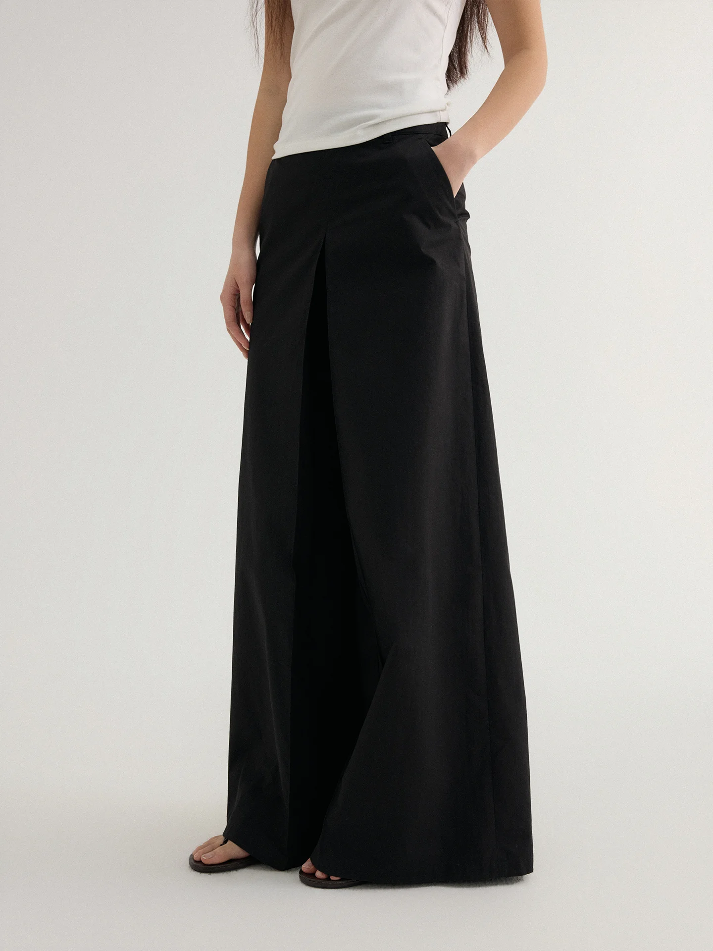 

Женские повседневные брюки с высокой талией и широкими штанинами из чистого хлопка, летняя новинка ZHONG HE, с разрезами, дышащие, комфортные