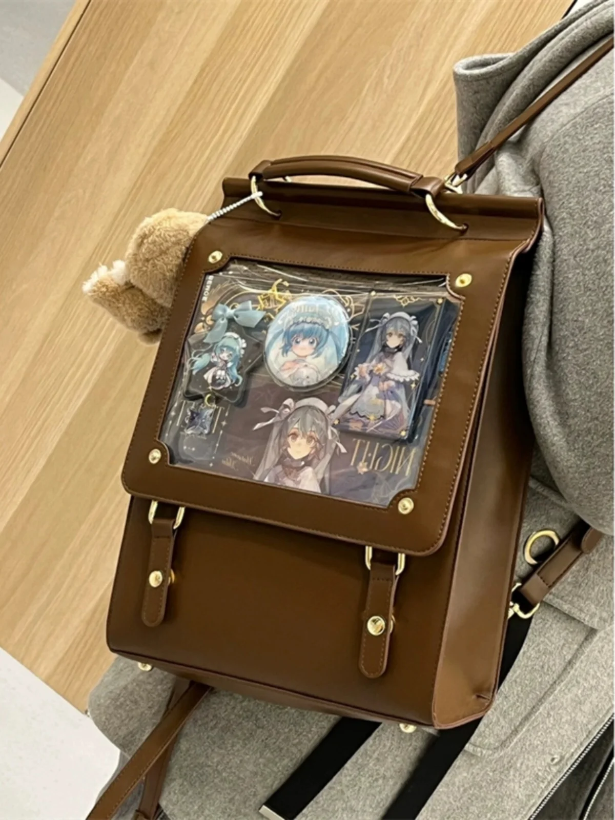 

Y2K Retro Large Capacity Backpack Vintage Harajuku Handbag Japanese Preppy Style Book Ita Bag JK Versatile Transparent Tote Bags