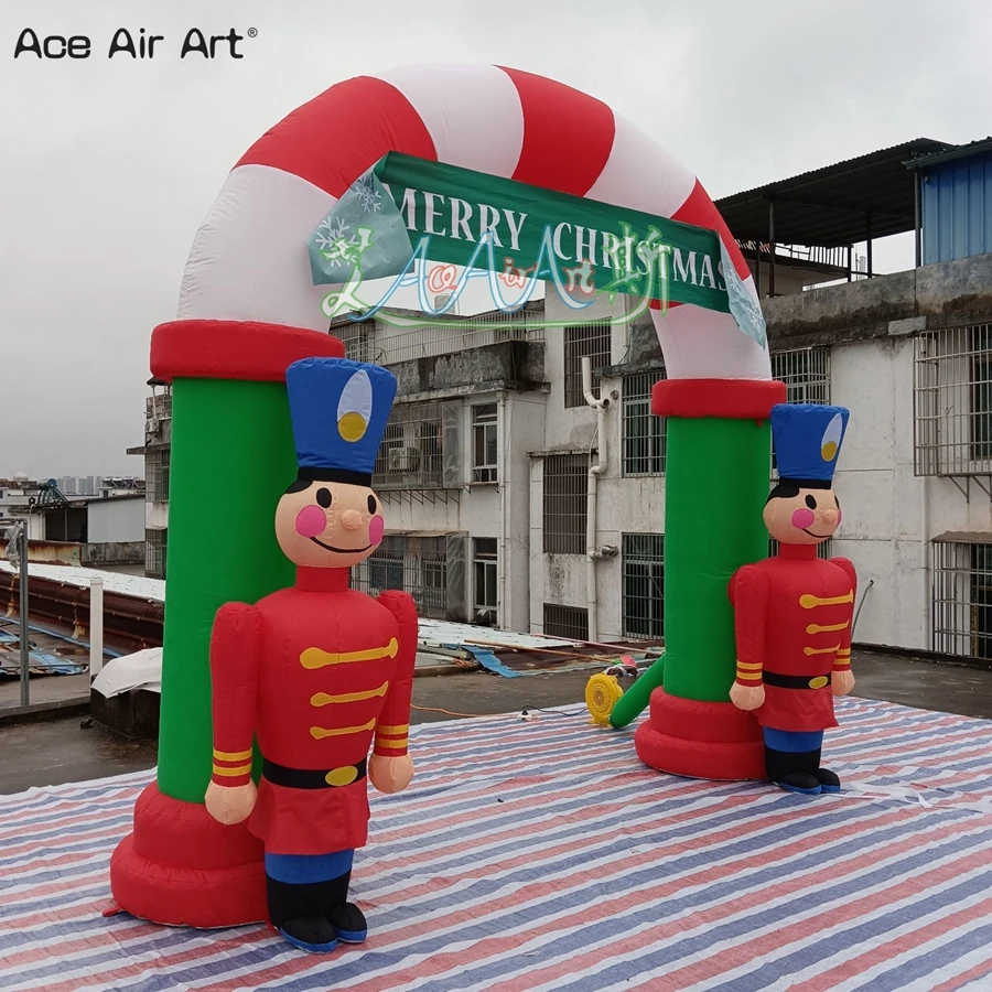 Customized Colored Inflatable Military Christmas Arch,Festival Entrance Archway With Two Soldier Models For Sale