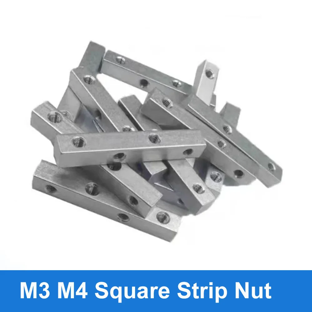 1pcs Aluminum Alloy M3 M4 6 Faces Thread Block Cubic Connector 4 Hole Square Strip Nut Mechanical Fasteners Accessories