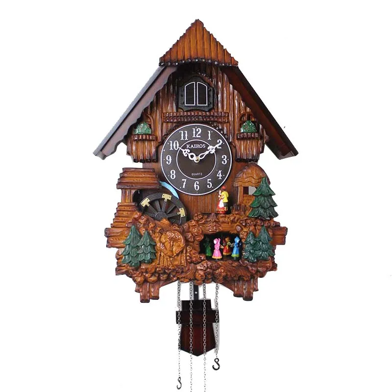 

Cuckoo cuckoo clock European silent light control timekeeping living room wooden children's bird wall clock