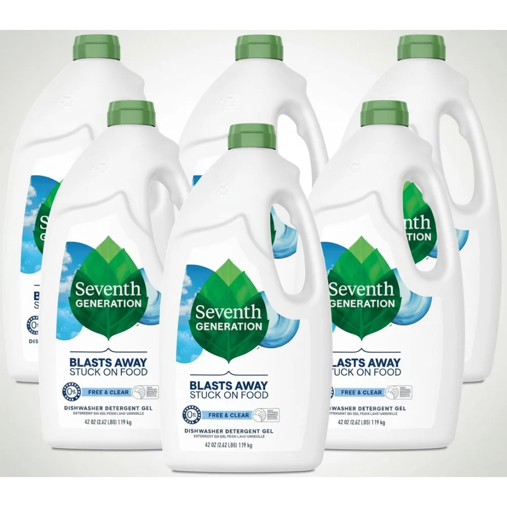 

Plant-Based Dishwasher Detergent Gel, Fragrance-Free & Eco-Friendly, 42 oz Pack of 6 for Sparkling Clean Dishes